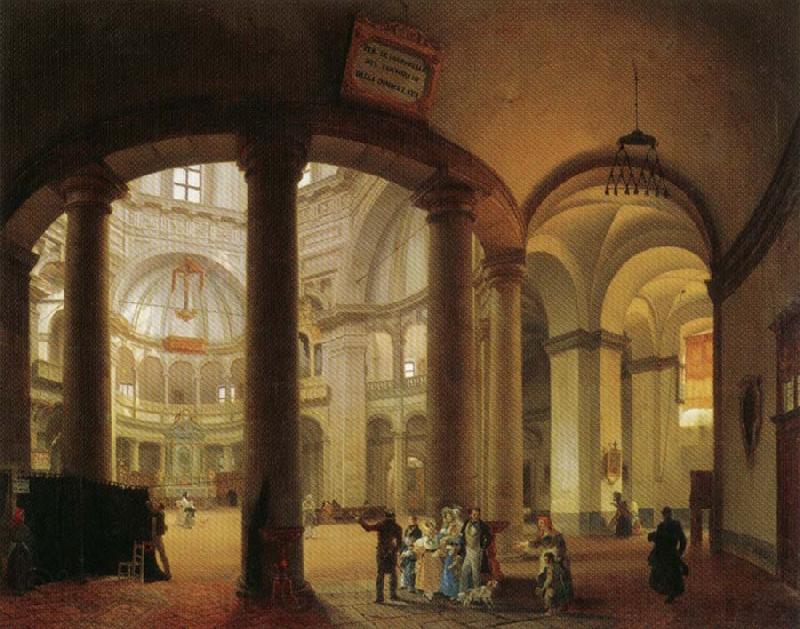 Giovanni Migliara Interior of Basilica of San Lorenzo Spain oil painting art